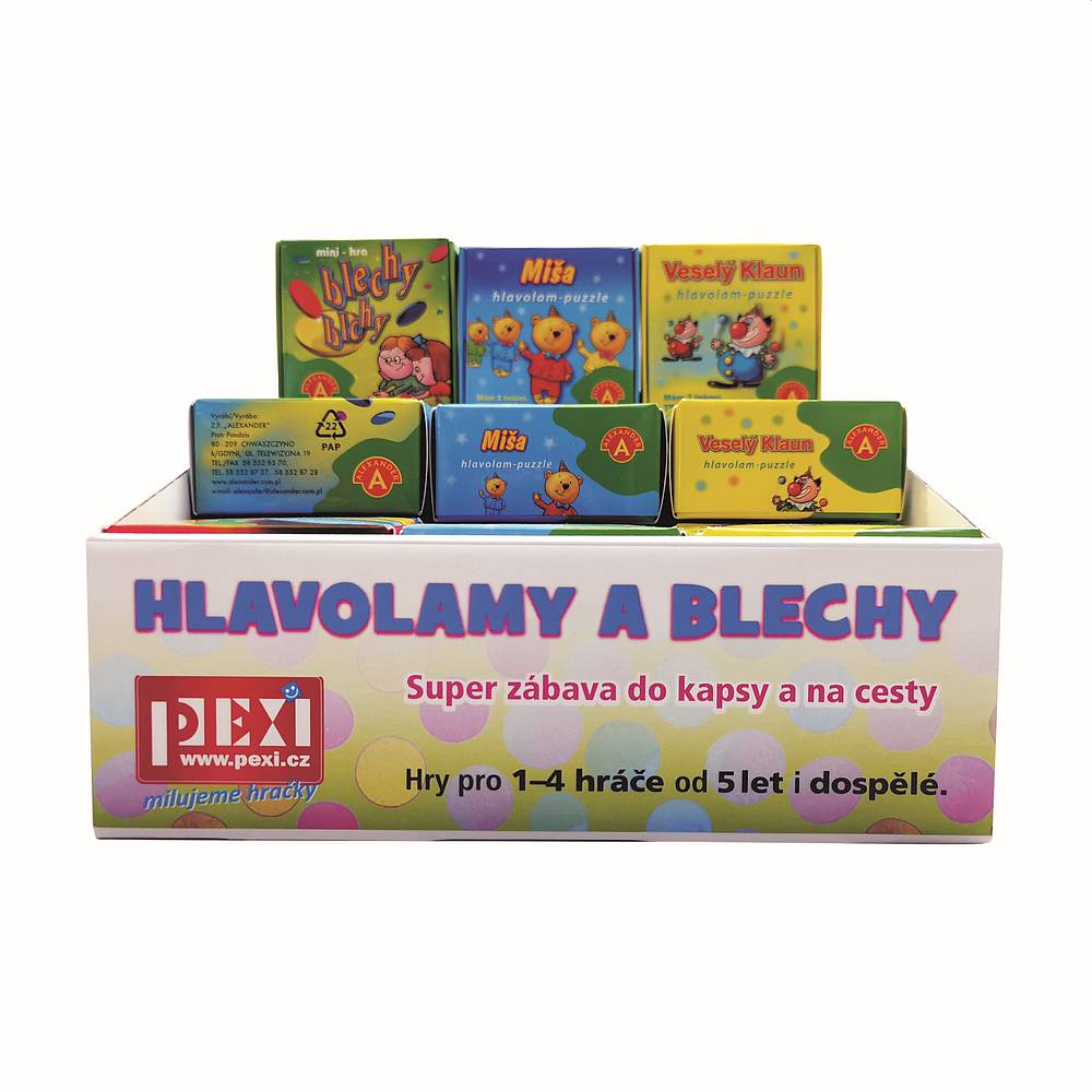 Sada 18 her v displeji - Hlavolamy a Blechy, ASSORT, mix 3x6 ks