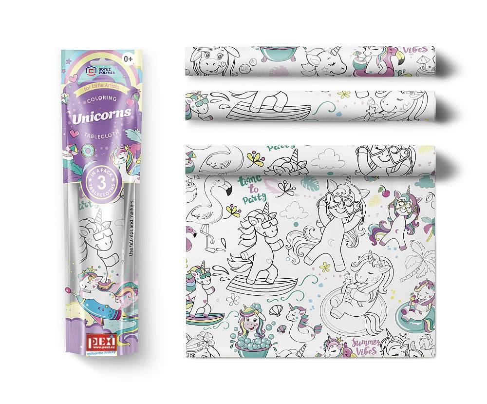 PEXI Malovací ubrusy 3 ks - Jednorožci (Unicorns) - VYŘAZENO
