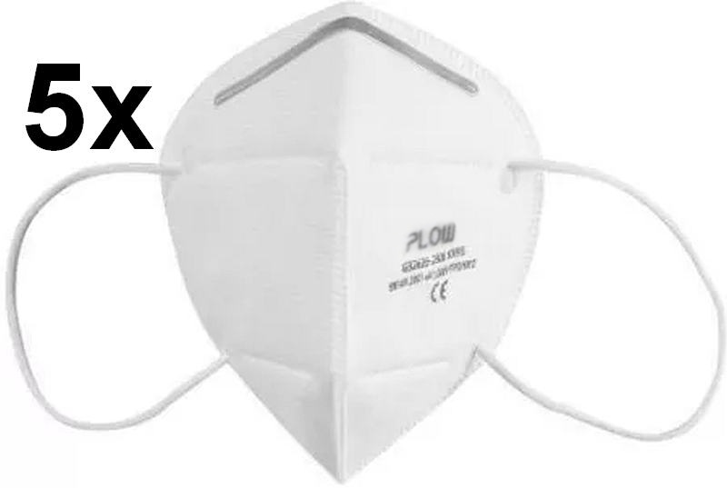 Respirátor PLOW - KN95/FFP2 skládaný, bez ventilu (95% ochrana); (Bal.=5 KS) !!CENA ZA 1ks