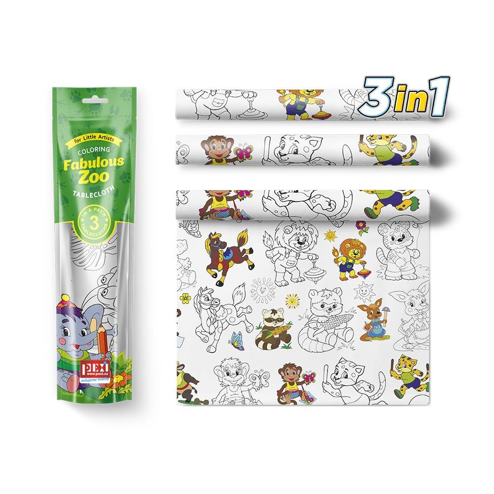 PEXI Malovací ubrusy 3 ks - Senzační ZOO(Fabulous ZOO)
