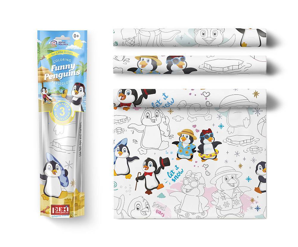 PEXI Malovací ubrusy 3 ks - Veselí tučňáci (Funny Penguins)