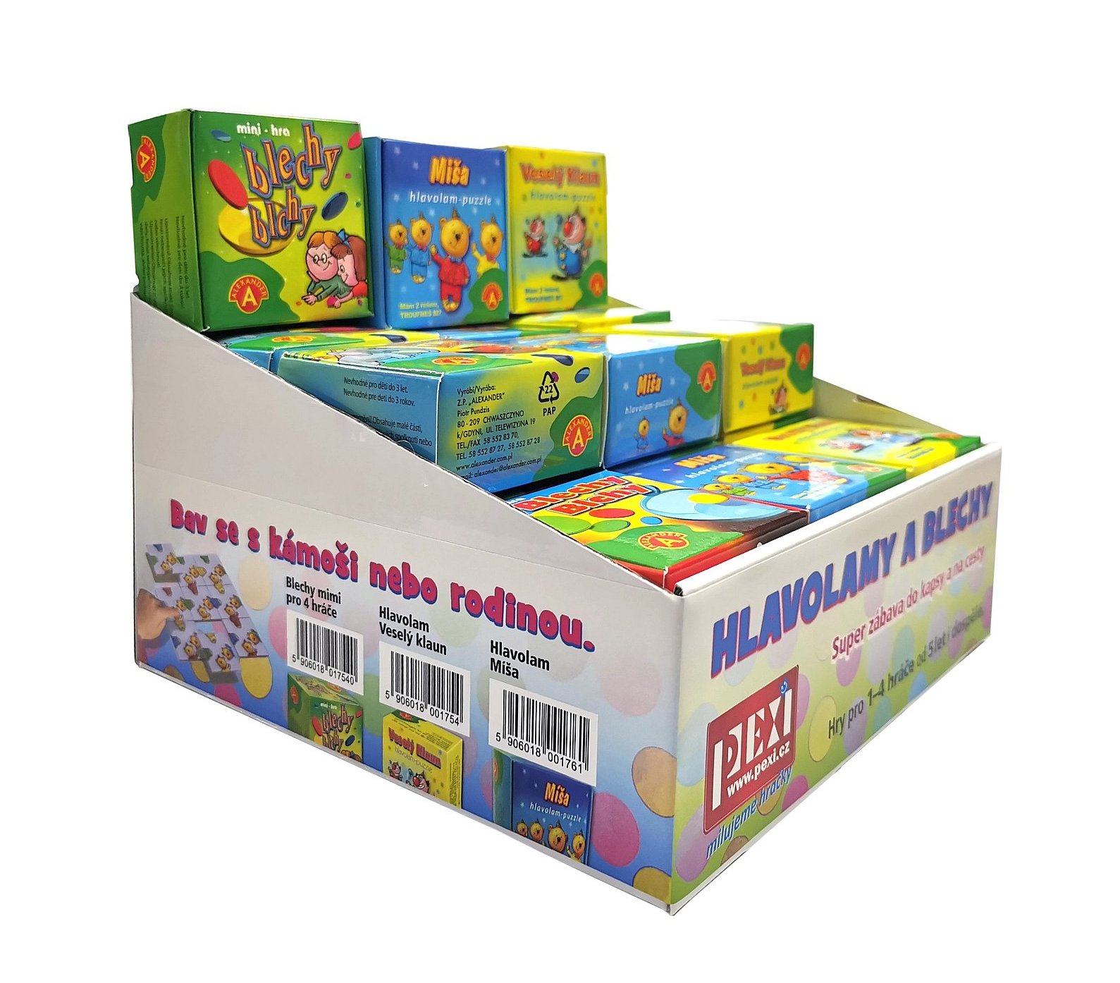 Sada 27 her v displeji - Hlavolamy a Blechy, mix 3x9 ks