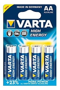 Baterie Varta High Energy, 4 ks, AA - VYŘAZENO